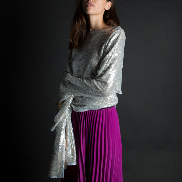 BEULAH STYLE Tops - Sequined Bell Sleeve Top